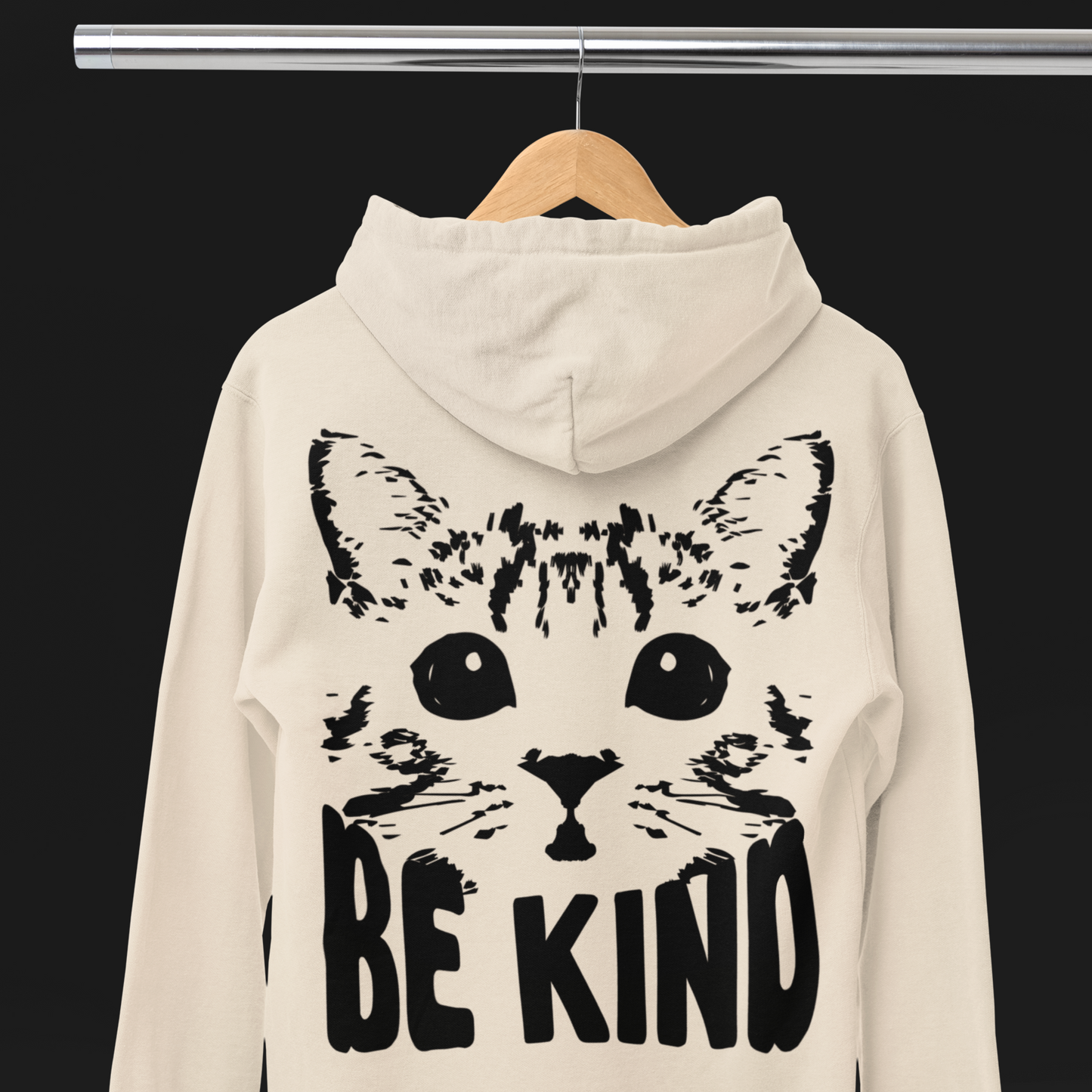 Unisex Vegan "Be Kind" Hoodie Made of Organic Cotton in Premium Fair Trade Quality: Kindness Has a Cat Face⎜Caccao