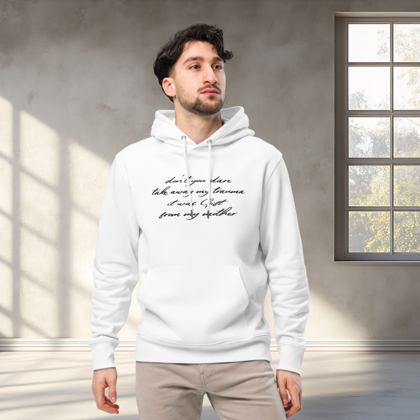 Unisex 'Hidden Bold Message in Elegant Coat' Eco Premium Hoodie - Quality, Elegance and Rebellion⎜Caccao