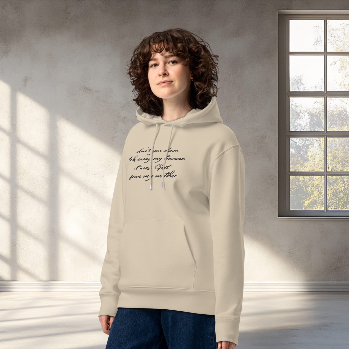 Unisex 'Hidden Bold Message in Elegant Coat' Eco Premium Hoodie - Quality, Elegance and Rebellion⎜Caccao