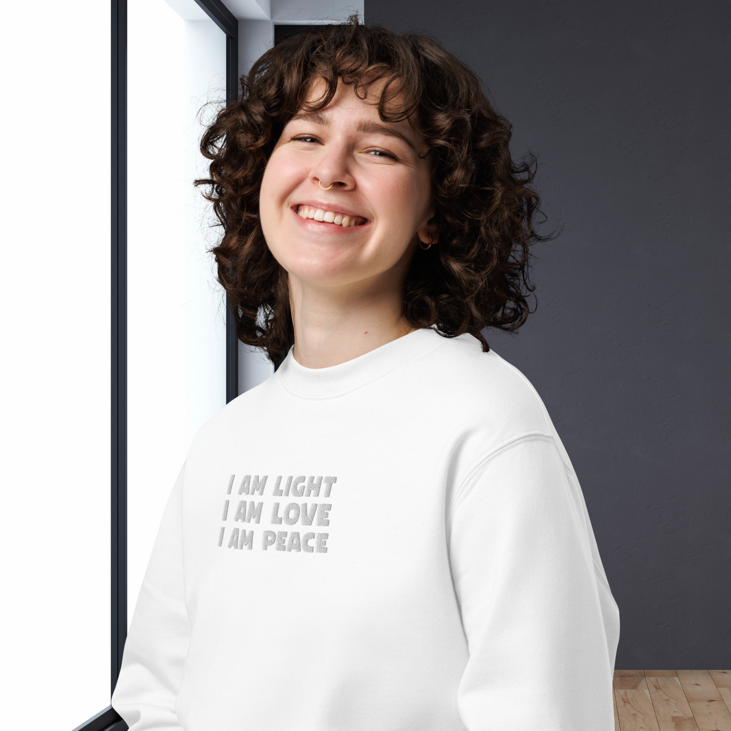 Unisex Eco Manifesto "I am Love, I am Light, I am Peace" Hoodie with Embroidery - Law of Attraction, Organic Cotton & Fair Trade │ Caccao