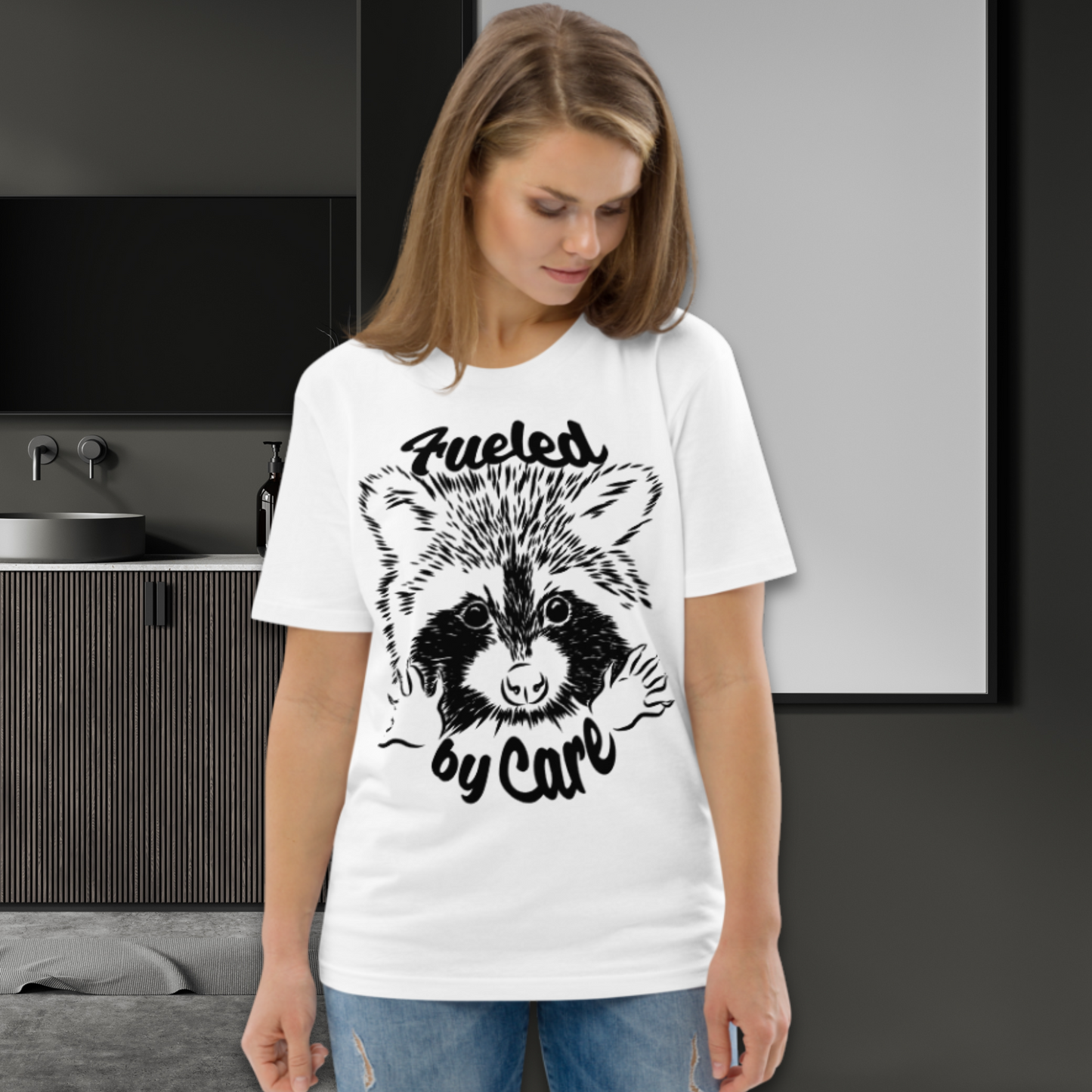 Sustainable Cotton Fair Trade "Fueled by Care" T-Shirt in Certified Slow Fashion, Vegan, Premium Quality │ Caccao