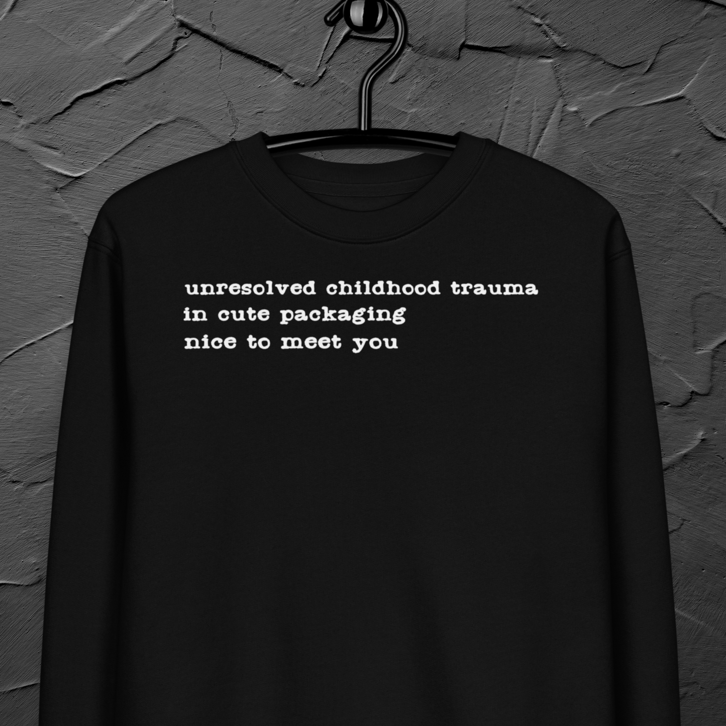 Unisex Vegan Certified Sweatshirt "Dark Humor on Childhood Trauma" from Organic Cotton │ Cacao