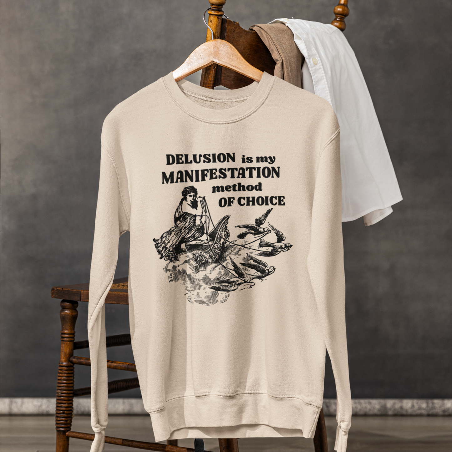 Unisex Funny Vintage "Delusion is my Manifestation Method of Choice" Organic Cotton Hoodie │ Caccao