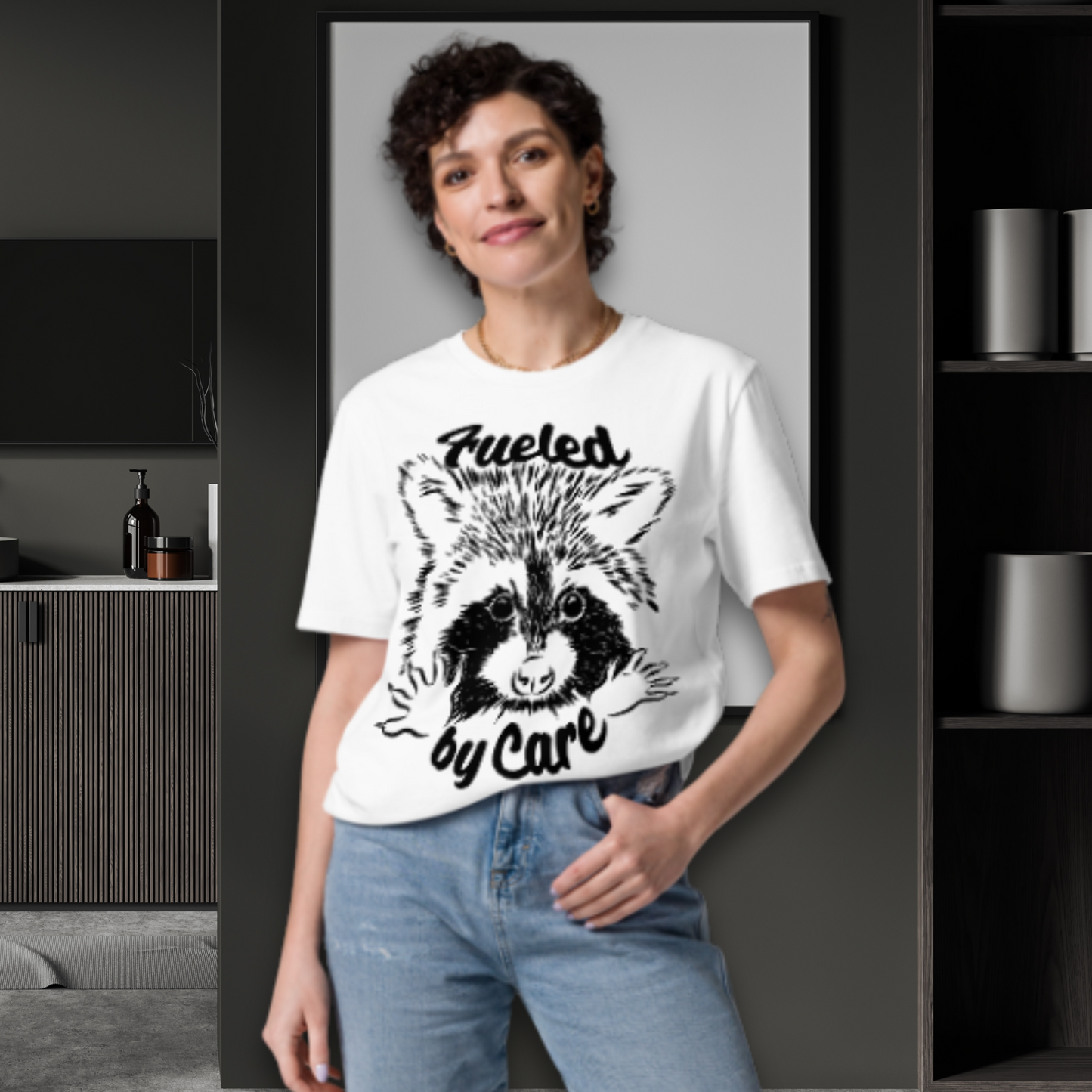 Sustainable Cotton Fair Trade "Fueled by Care" T-Shirt in Certified Slow Fashion, Vegan, Premium Quality │ Caccao