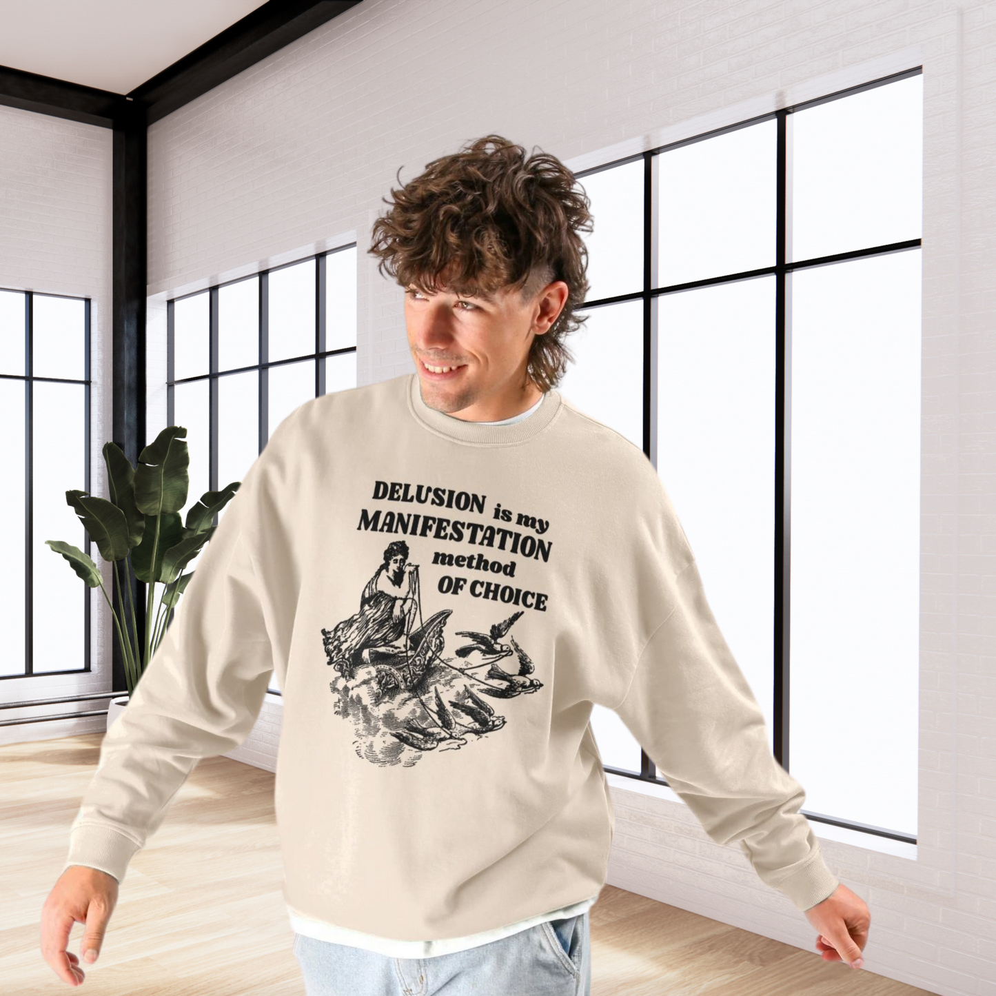 Unisex Funny Vintage "Delusion is my Manifestation Method of Choice" Organic Cotton Hoodie │ Caccao