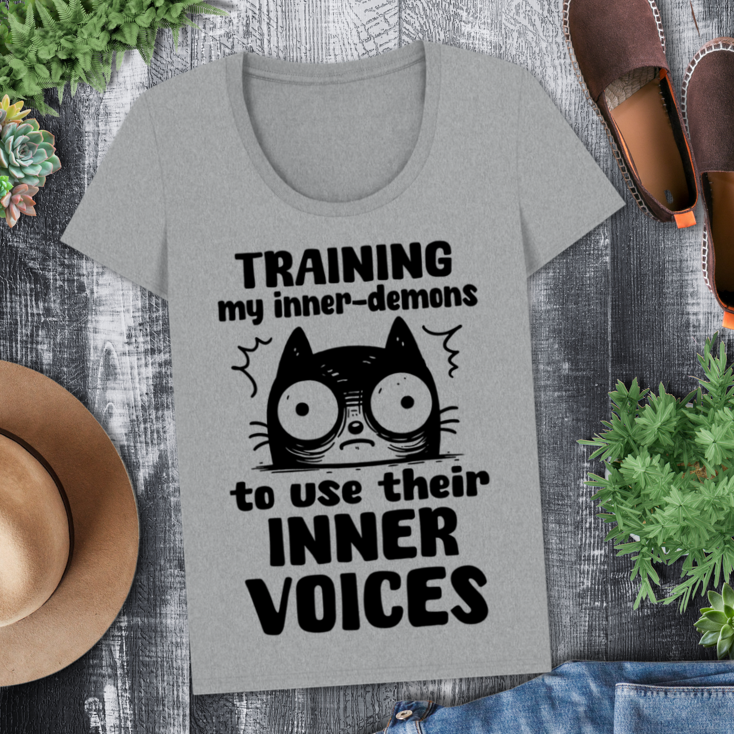 Women's Mental Health Awareness "Training my inner denons..." Elegant 'Bodysuit' T-Shirt in Premium, Certified Quality │ Caccao