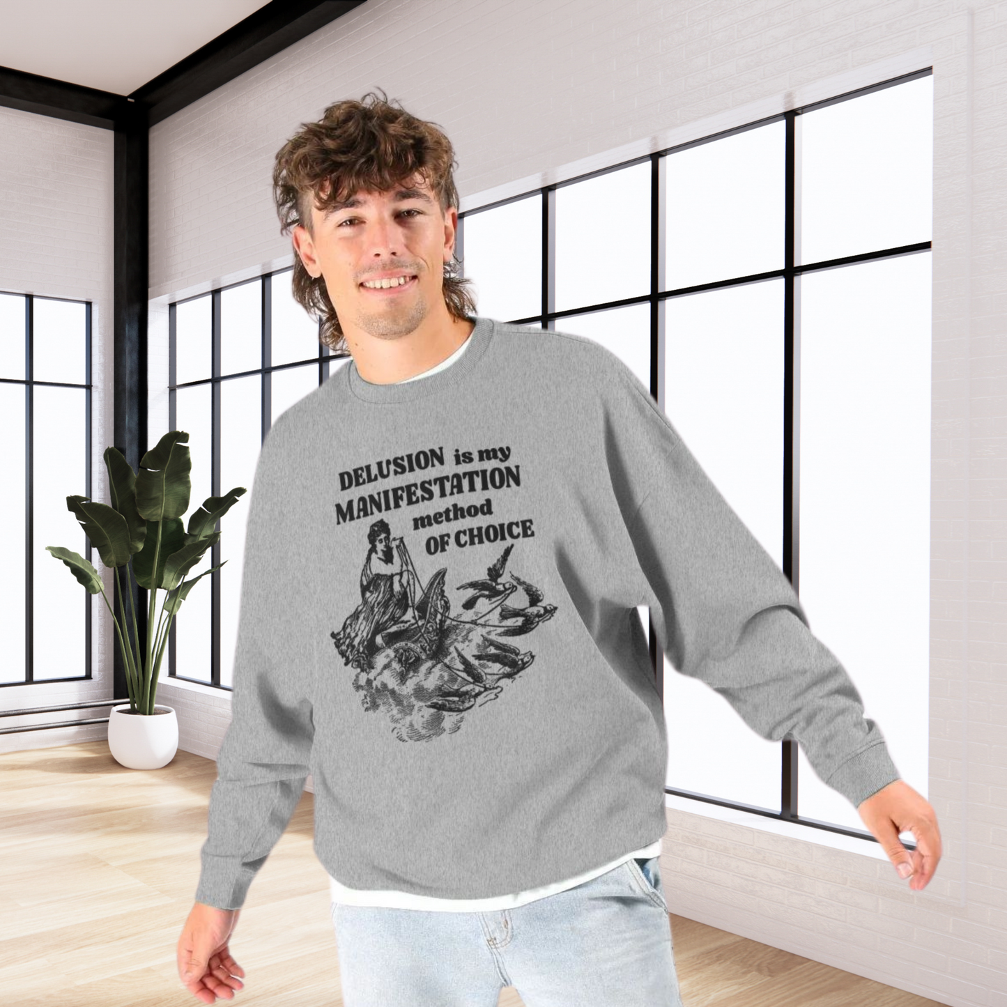 Unisex Funny Vintage "Delusion is my Manifestation Method of Choice" Organic Cotton Hoodie │ Caccao