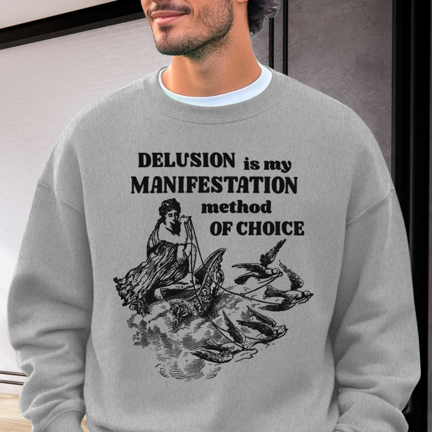 Unisex Funny Vintage "Delusion is my Manifestation Method of Choice" Organic Cotton Hoodie │ Caccao