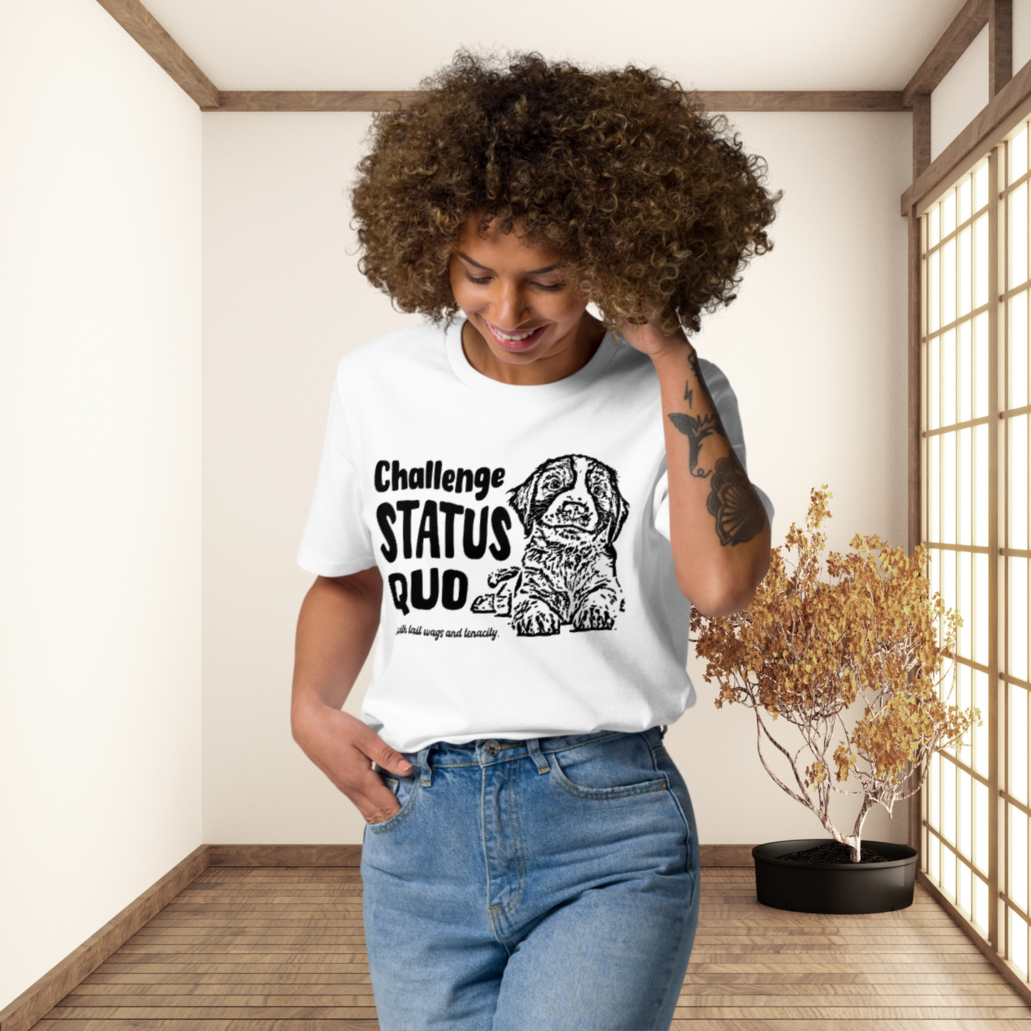 Uni Bio "Challenge Status Quo" Premium Quality T-Shirt for Gentle Rebels⎜Caccao