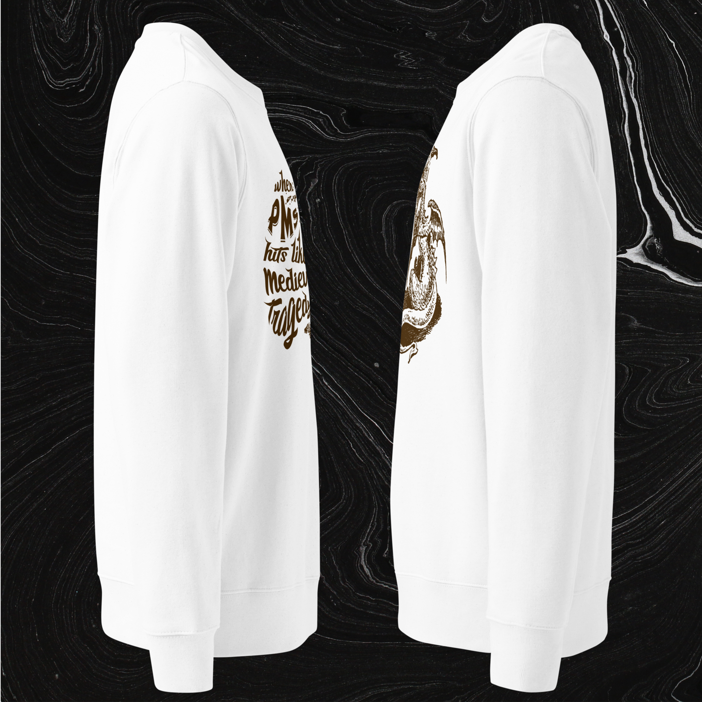 Natural Cotton Vintage PMS Hoodie in Medieval Tragedy Style⎜Caccao