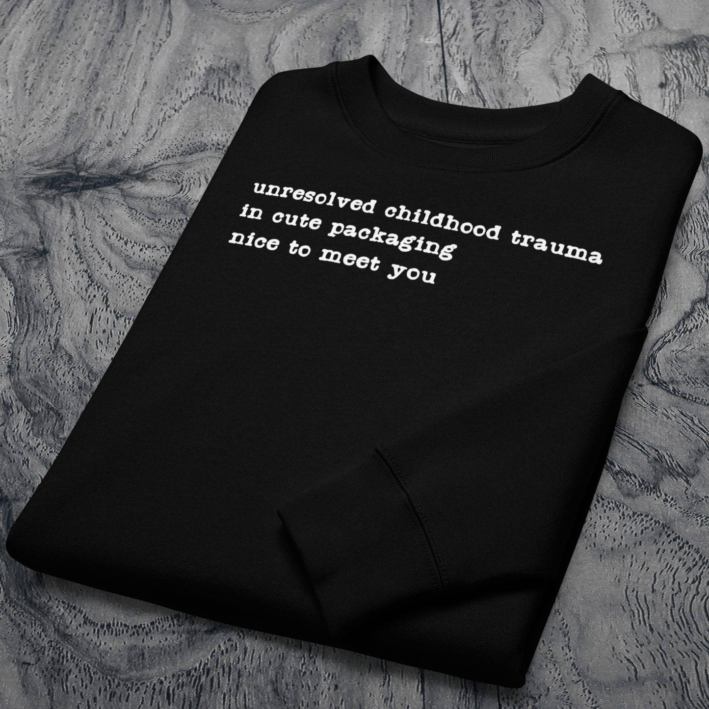 Unisex Vegan Certified Sweatshirt "Dark Humor on Childhood Trauma" from Organic Cotton │ Cacao