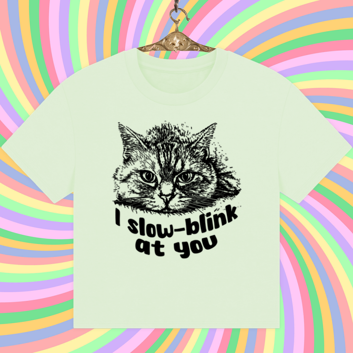 π¬π§π¨πΏ Women's Boxy "I slow blink at you" T-shirt in Fair Trade, Circular & Slow Fashion Mode - Shipped from UK β Caccao