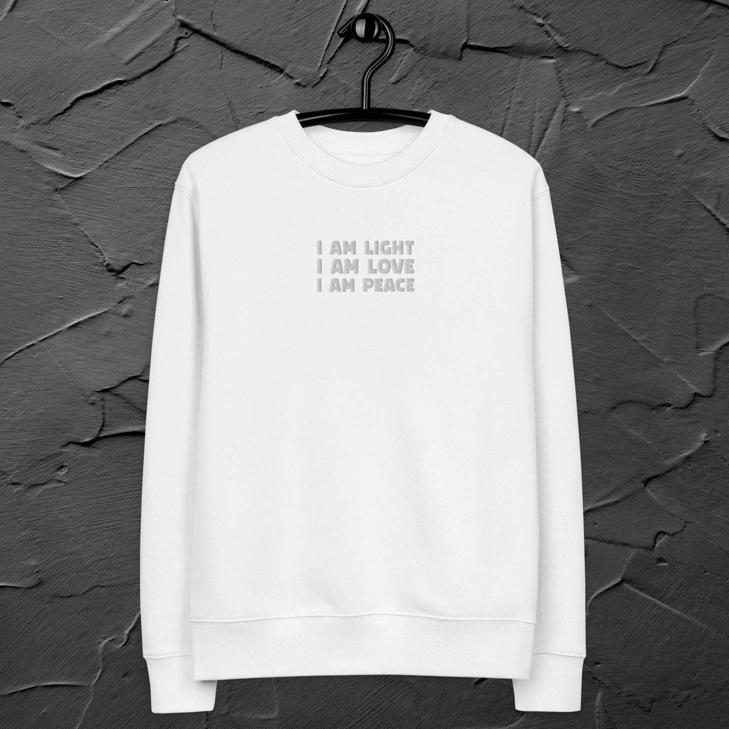 Unisex Eco Manifesto "I am Love, I am Light, I am Peace" Hoodie with Embroidery - Law of Attraction, Organic Cotton & Fair Trade │ Caccao