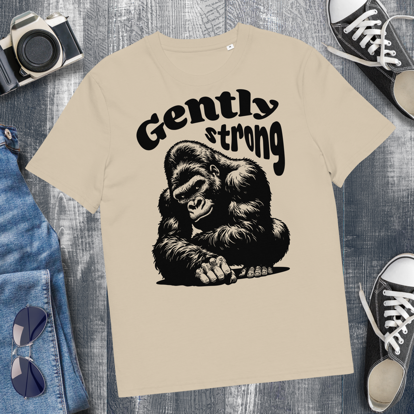 Eco Vegan Fair Trade "Gently Strong" Organic Cotton T-Shirt with Premium Certified Quality │ Caccao