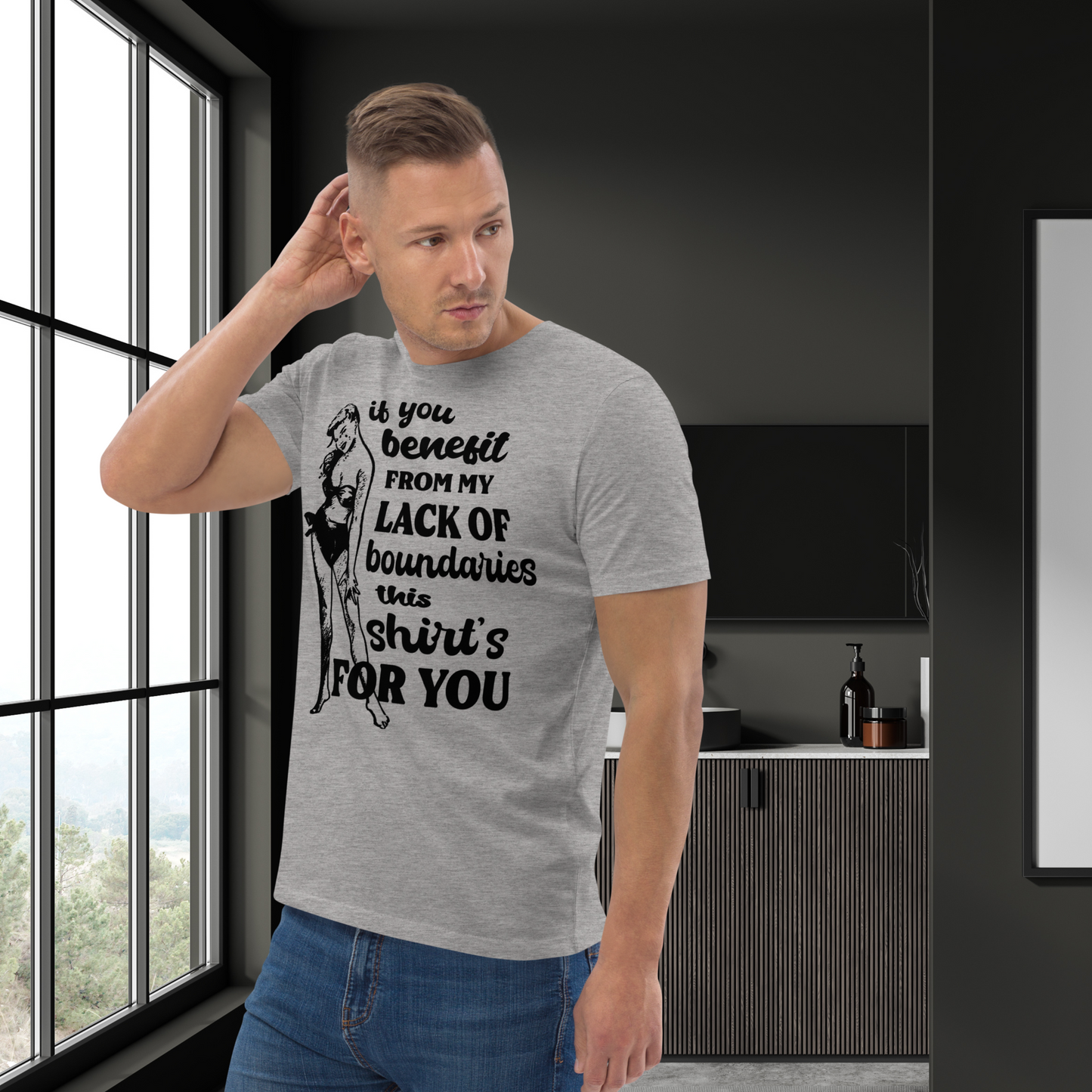 Unisex Sarcastic Vintage 'Boundaries' Organic Cotton T-Shirt in Vegan, Fair Trade and Slow Fashion Mode – For Those Who Learn to Say No 🙂↔️⎜Caccao