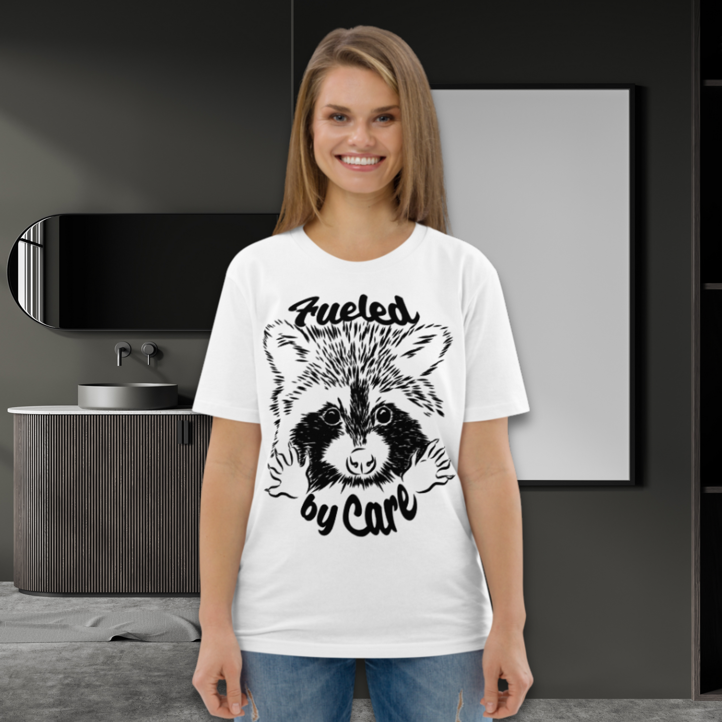 Sustainable Cotton Fair Trade "Fueled by Care" T-Shirt in Certified Slow Fashion, Vegan, Premium Quality │ Caccao