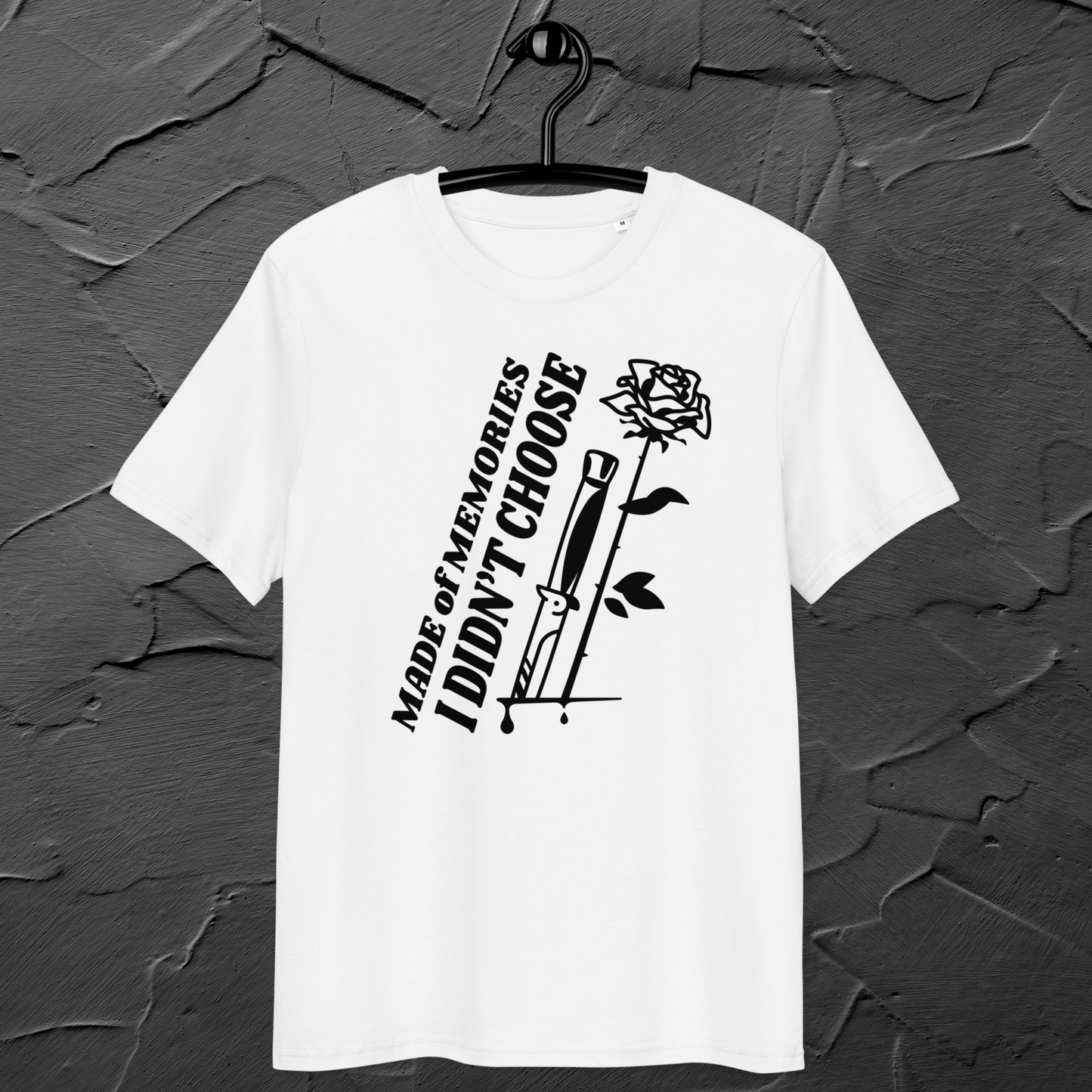 Unisex Organic T-Shirt Made of Organic Cotton with Rose in Dark Poetic Street-Art Style and Premium Fair Trade Quality │ Caccao