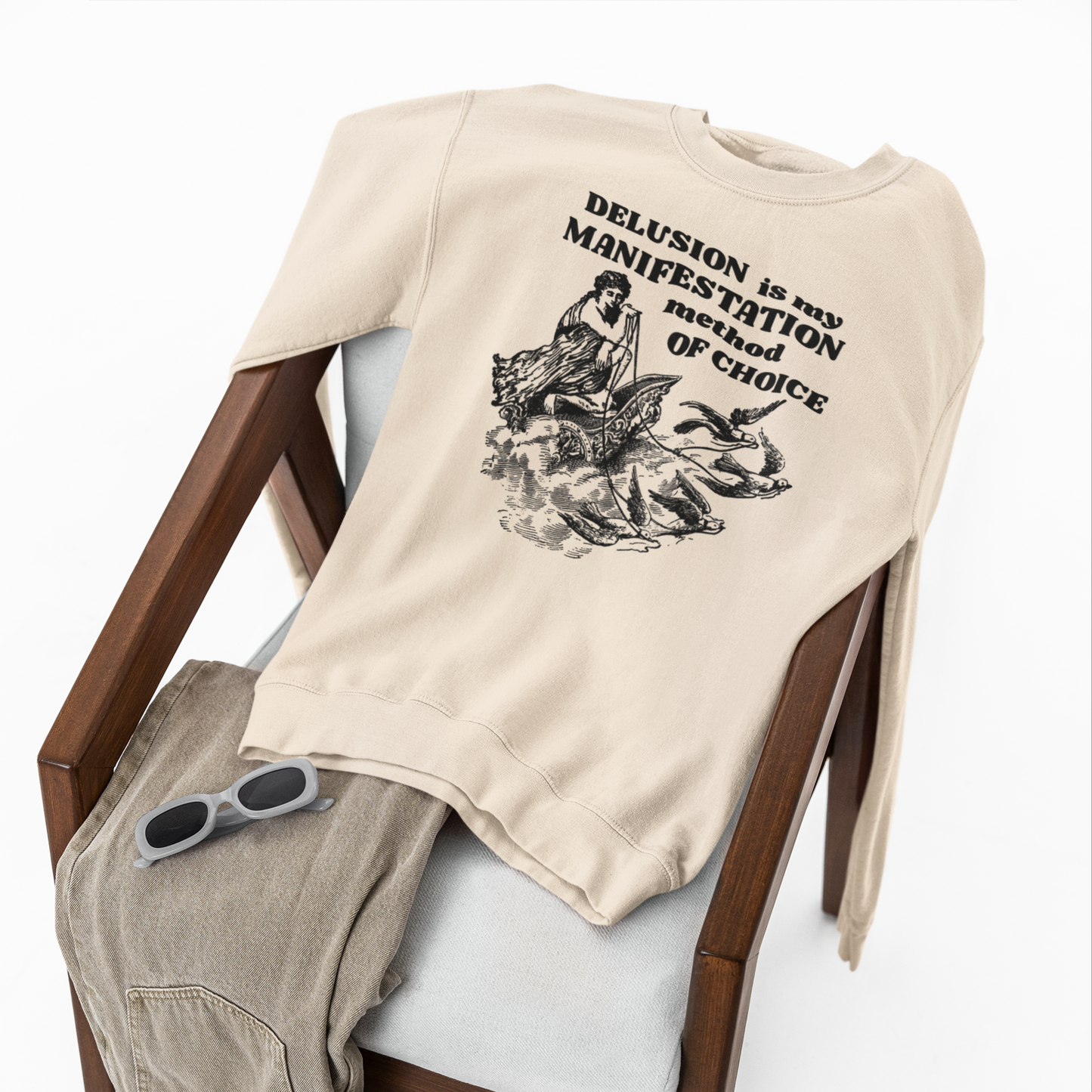Unisex Funny Vintage "Delusion is my Manifestation Method of Choice" Organic Cotton Hoodie │ Caccao