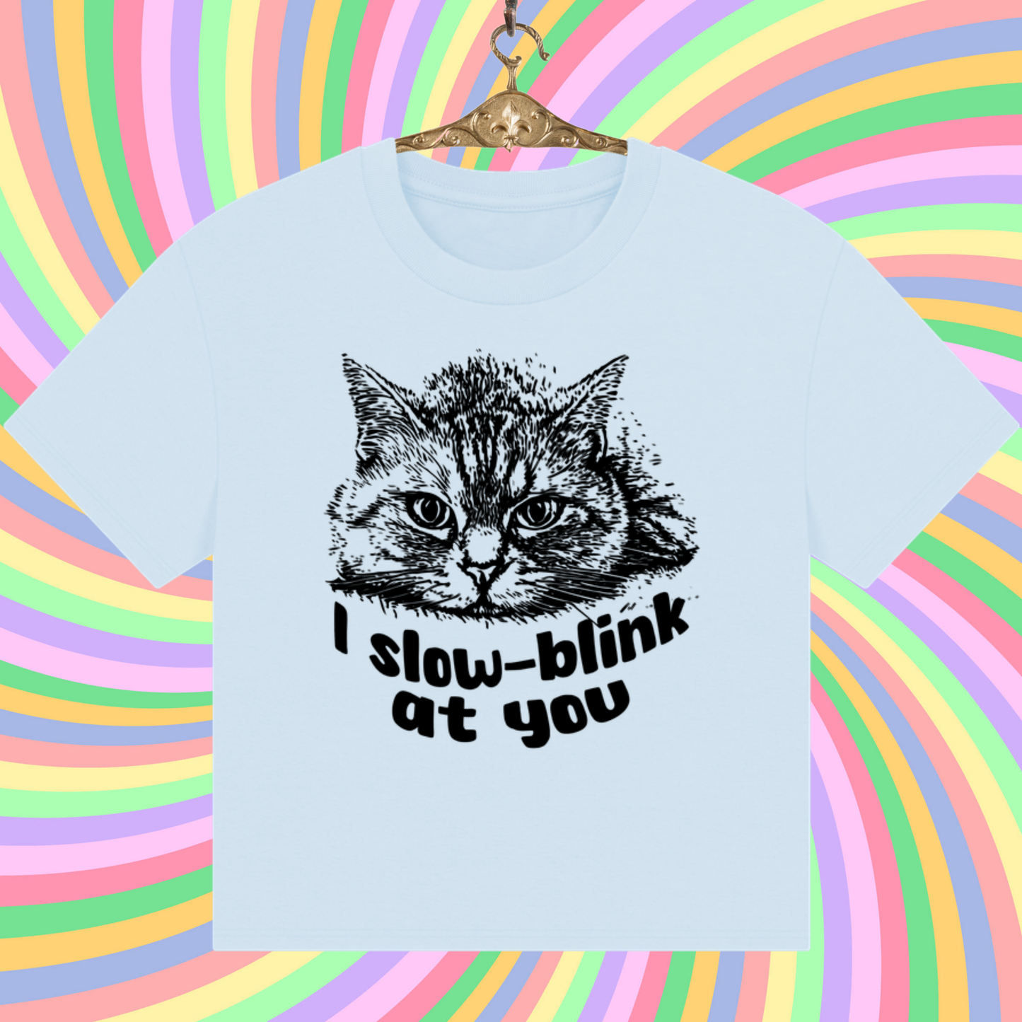 π¬π§π¨πΏ Women's Boxy "I slow blink at you" T-shirt in Fair Trade, Circular & Slow Fashion Mode - Shipped from UK β Caccao
