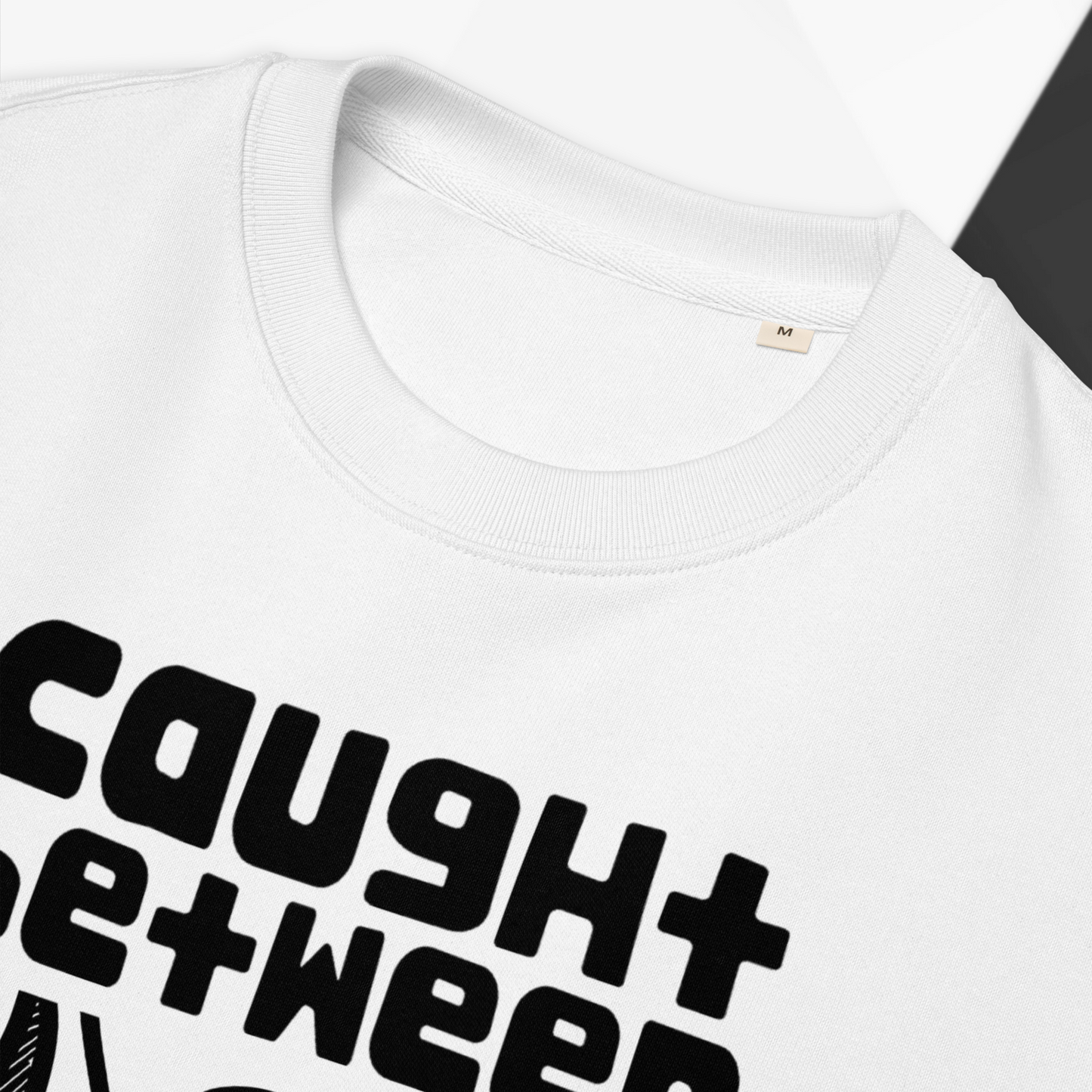 Inner Conflict and Sustainability: Uni Natural "Caught Between" Healing Humor Organic Cotton Sweatshirt │ Caccao