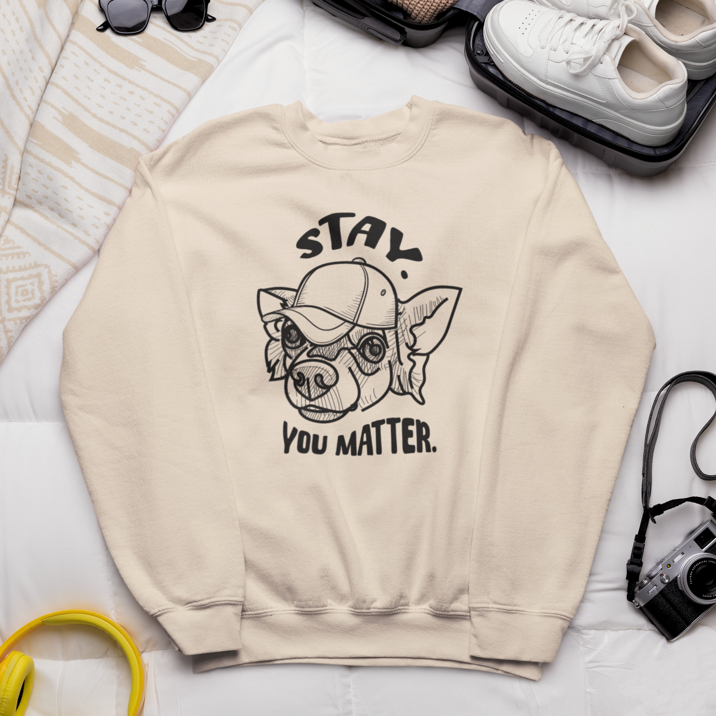 Uni Oversized Green "Stay. You Matter." Organic Cotton Sweatshirt in Certified Fair Trade & Renewable Quality⎜Caccao