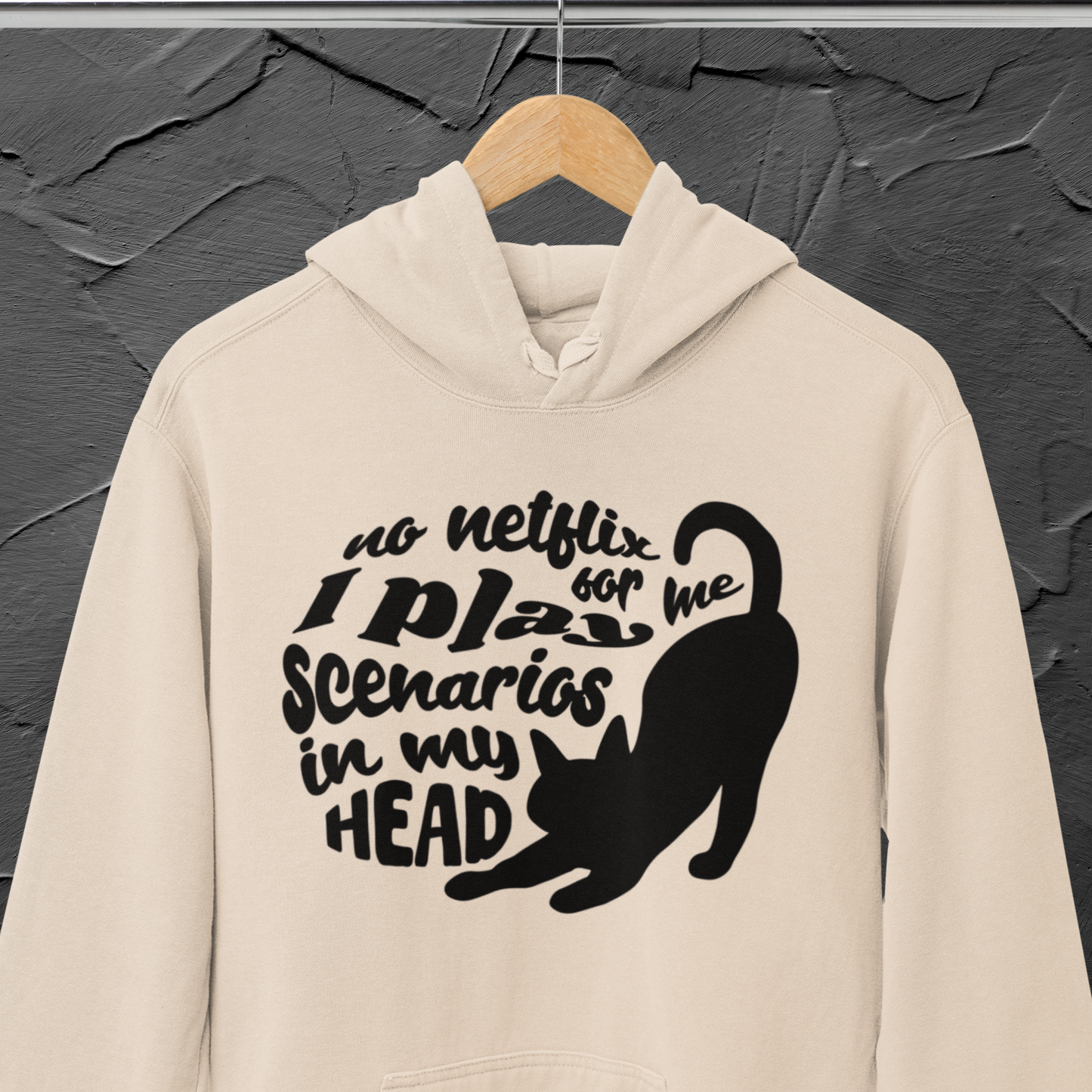 Unisex Sustainable 'Overthinking & Daydreaming' Funny Organic Cotton Cat Hoodie in Certified Renewable Quality⎜Caccao