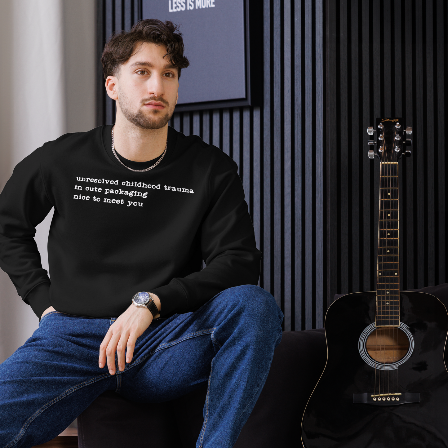Unisex Vegan Certified Sweatshirt "Dark Humor on Childhood Trauma" from Organic Cotton │ Cacao