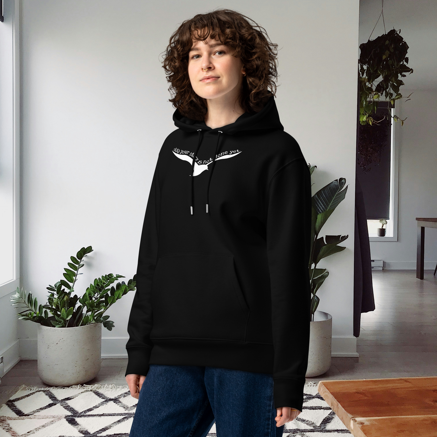 The Power to Keep Going: Motivational "Stay." Premium Eco Hoodie Made of Organic Cotton │ Caccao