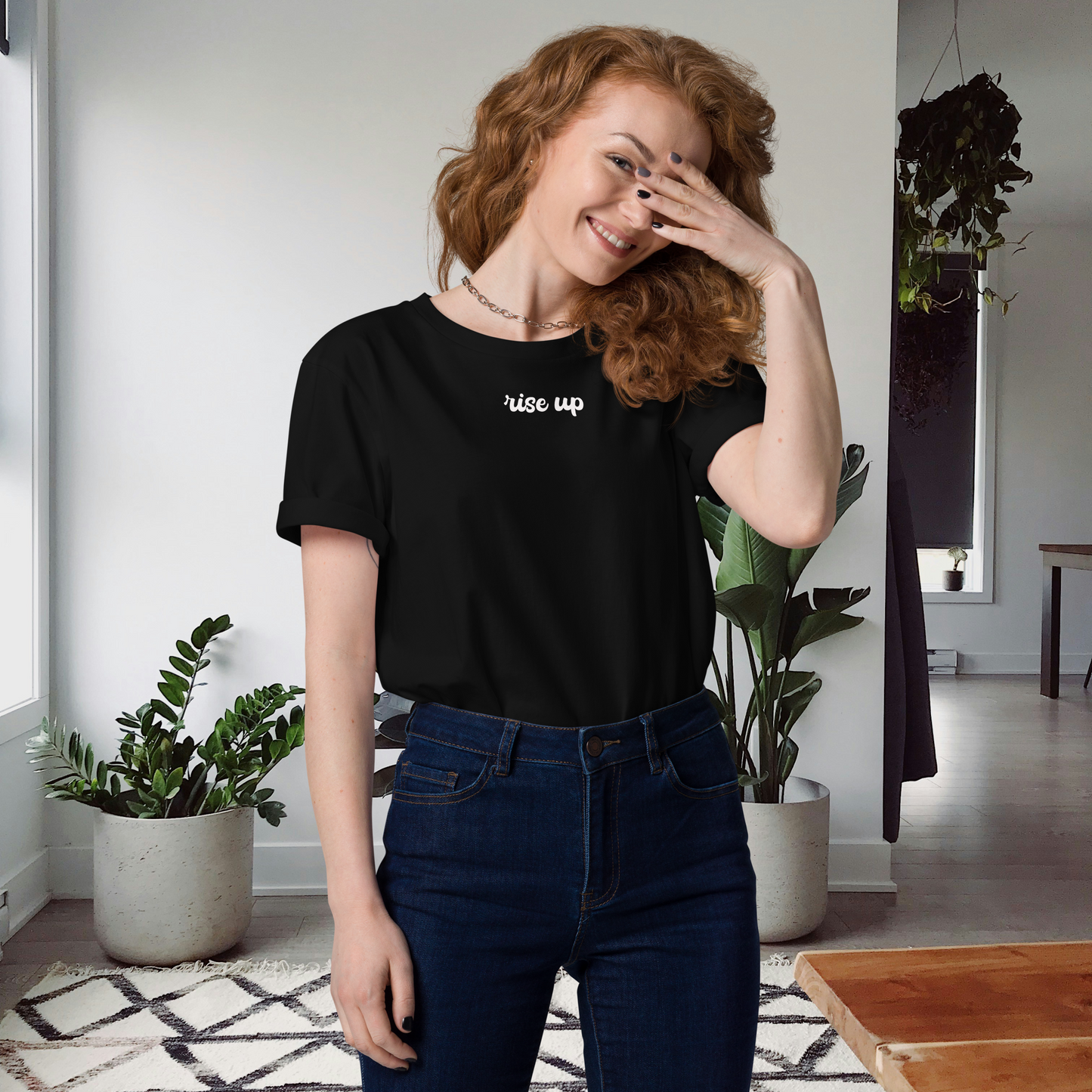 Minimalist Unisex "Rise Up" Organic Cotton T-Shirt: The Power of Simplicity and Courage │ Caccao