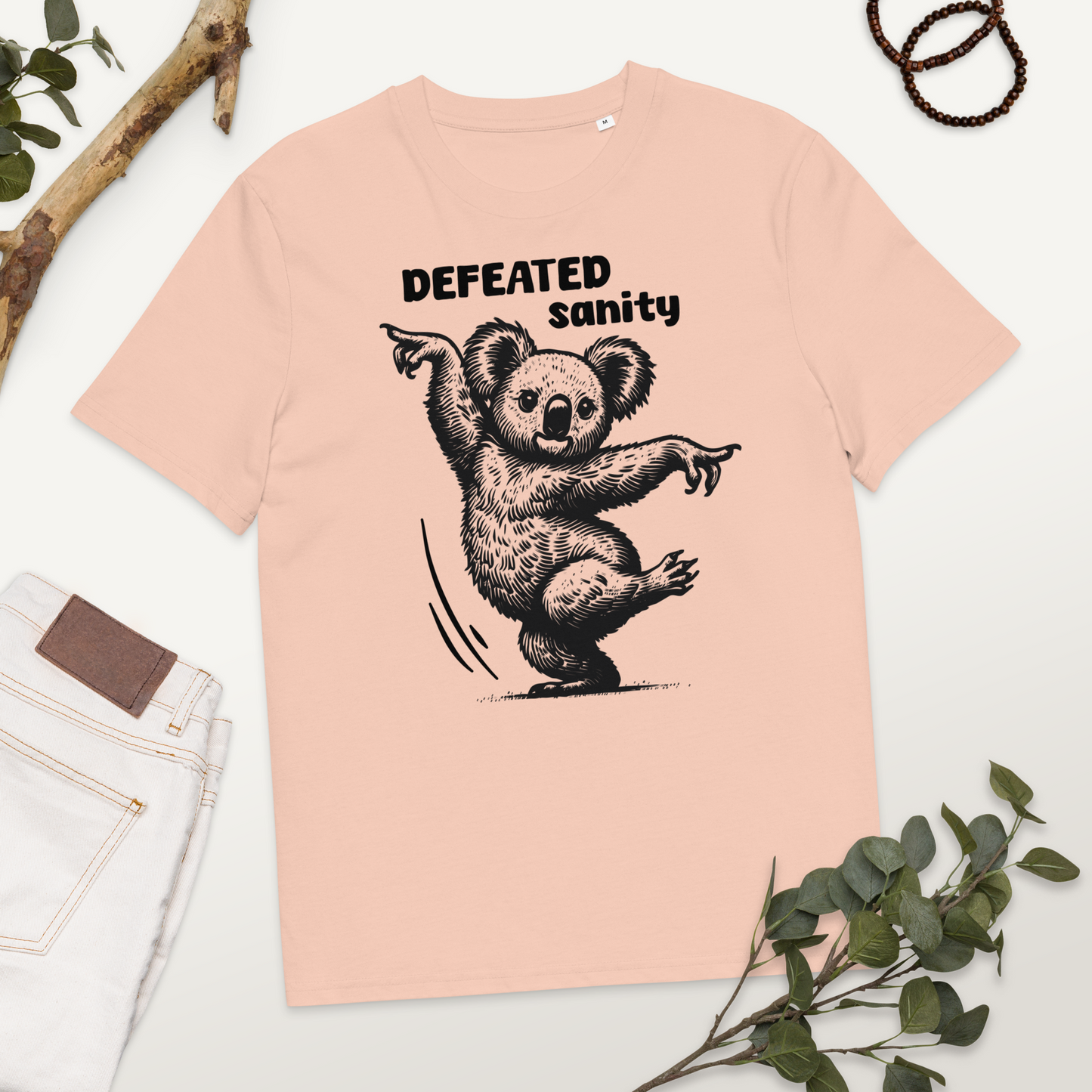 Unisex Organic Cotton "Defeated Sanity" T-Shirt in Premium Certified Quality⎜Caccao