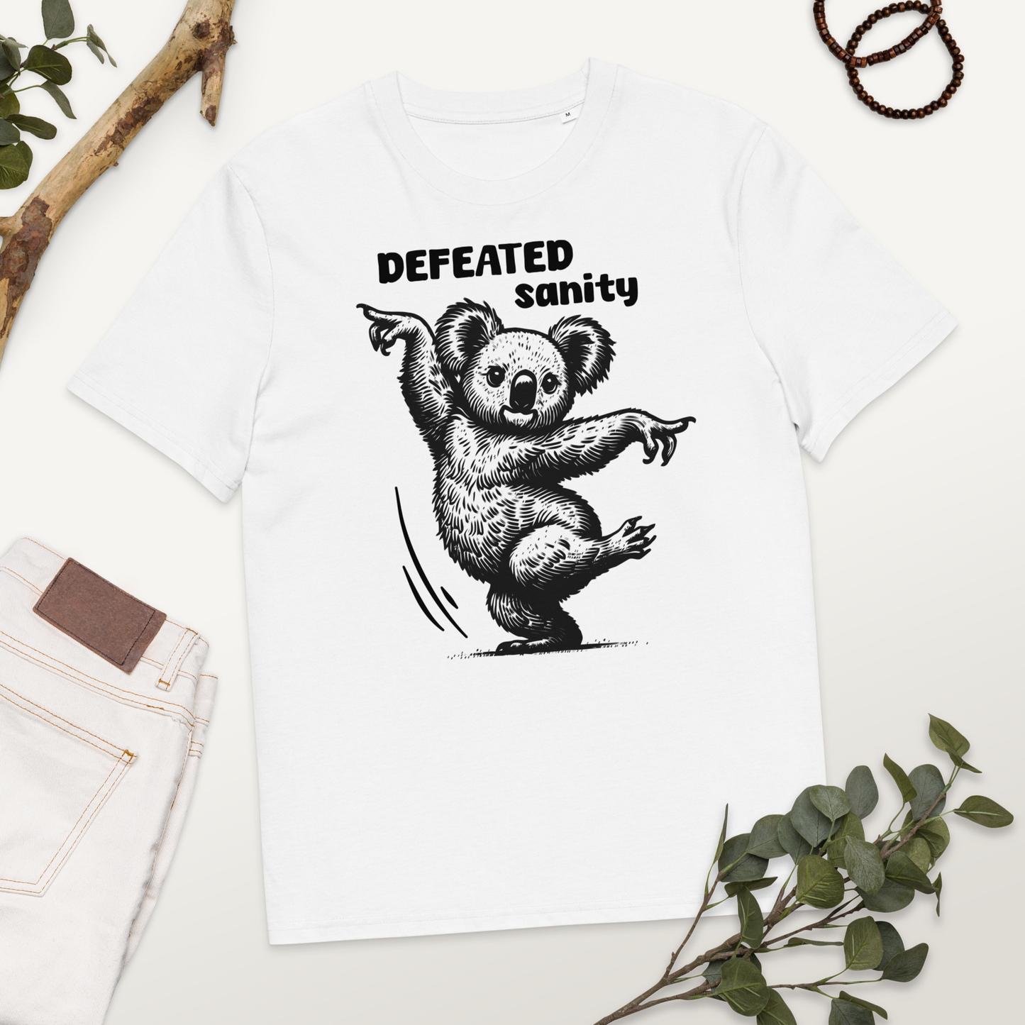Unisex Organic Cotton "Defeated Sanity" T-Shirt in Premium Certified Quality⎜Caccao