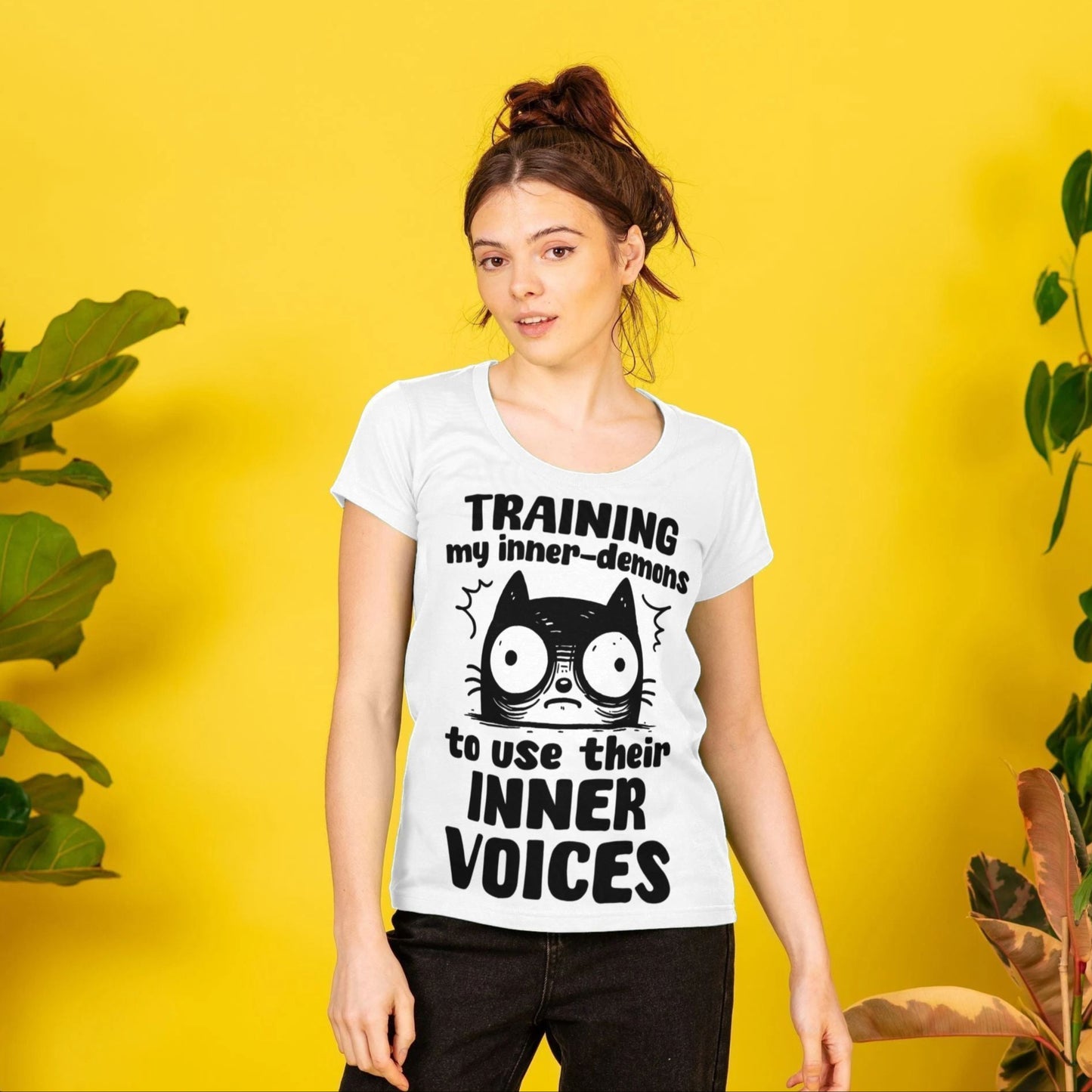Women's Mental Health Awareness "Training my inner denons..." Elegant 'Bodysuit' T-Shirt in Premium, Certified Quality │ Caccao