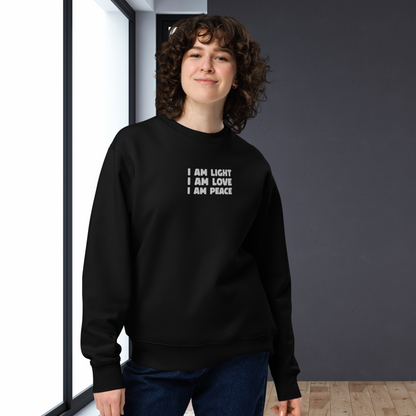 Unisex Eco Manifesto "I am Love, I am Light, I am Peace" Hoodie with Embroidery - Law of Attraction, Organic Cotton &amp; Fair Trade │ Caccao