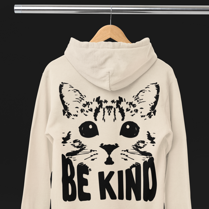 Unisex Vegan "Be Kind" Hoodie Made of Organic Cotton in Premium Fair Trade Quality: Kindness Has a Cat Face⎜Caccao