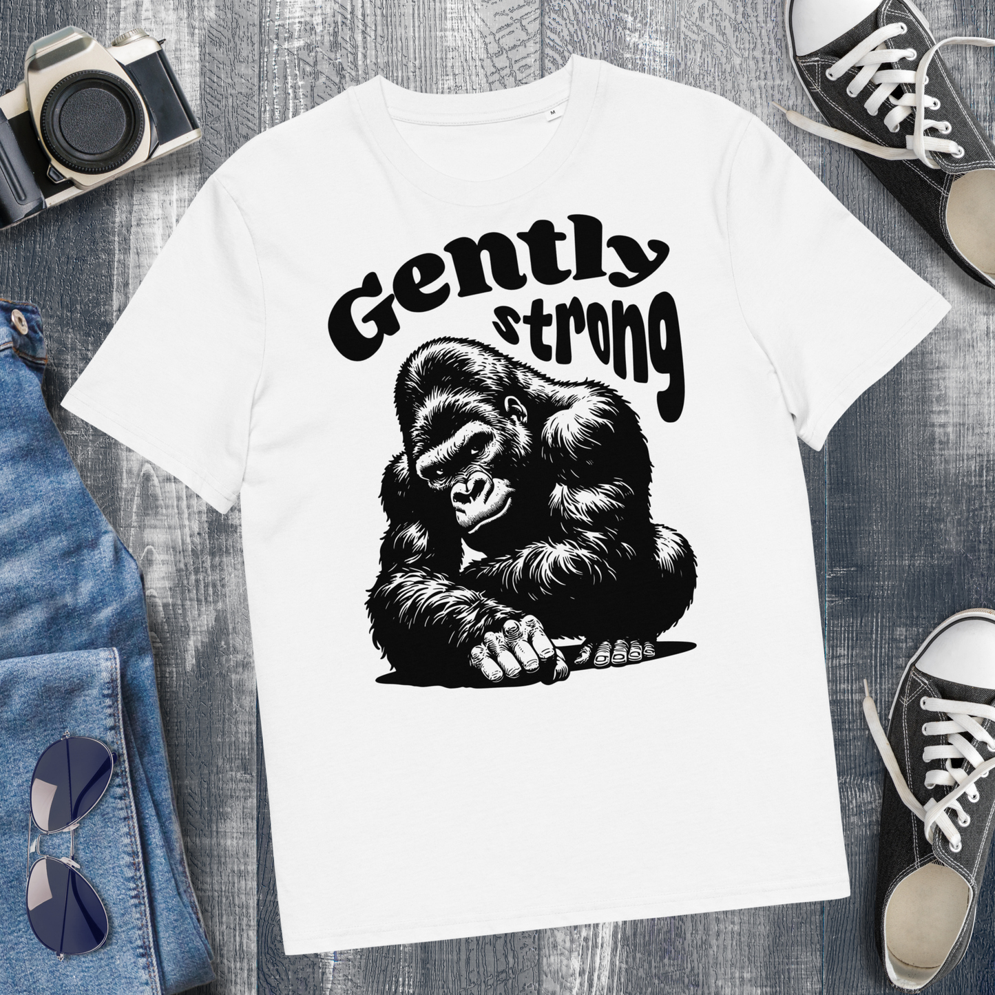 Eco Vegan Fair Trade "Gently Strong" Organic Cotton T-Shirt with Premium Certified Quality │ Caccao