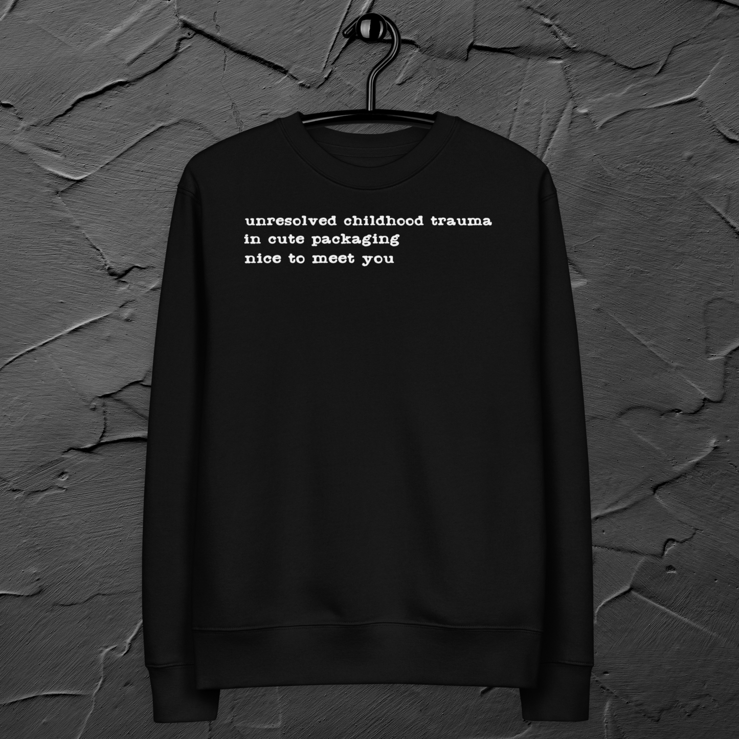 Unisex Vegan Certified Sweatshirt "Dark Humor on Childhood Trauma" from Organic Cotton │ Cacao