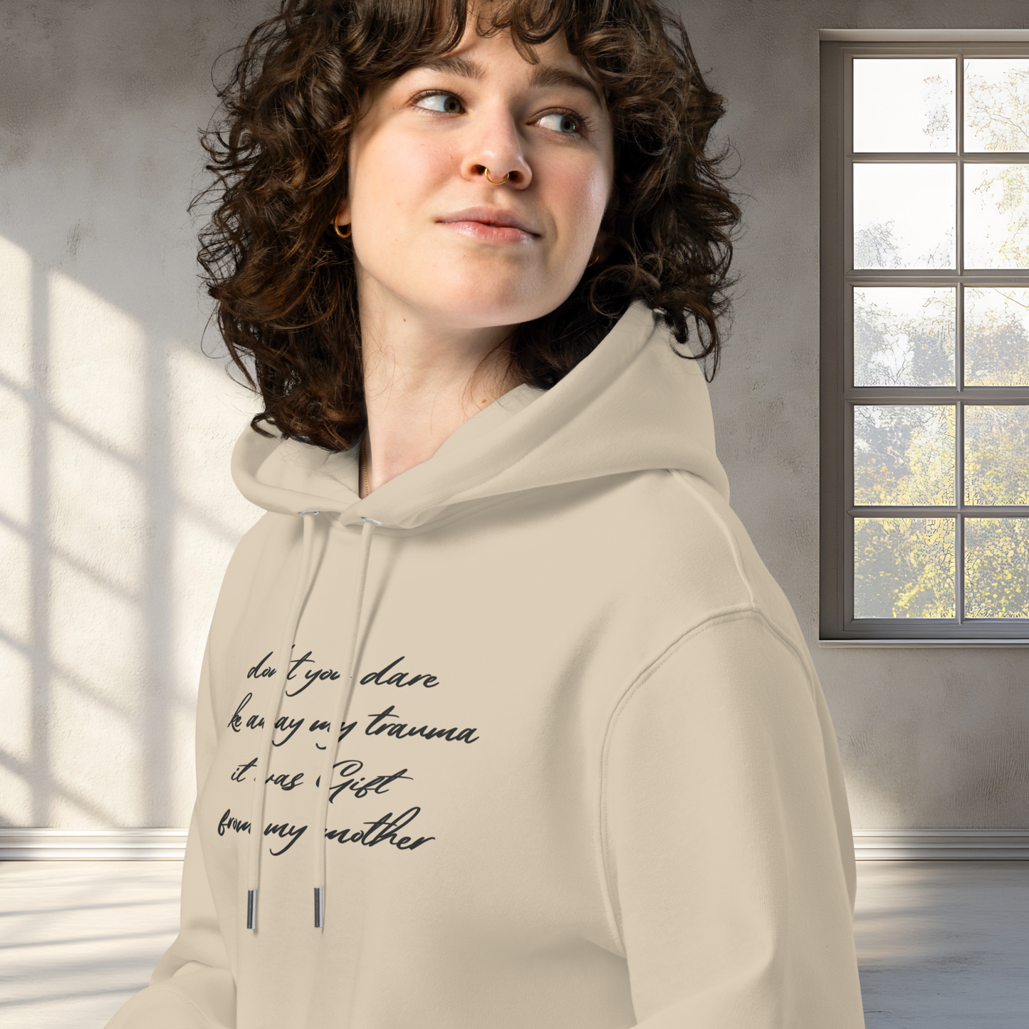 Unisex 'Hidden Bold Message in Elegant Coat' Eco Premium Hoodie - Quality, Elegance and Rebellion⎜Caccao