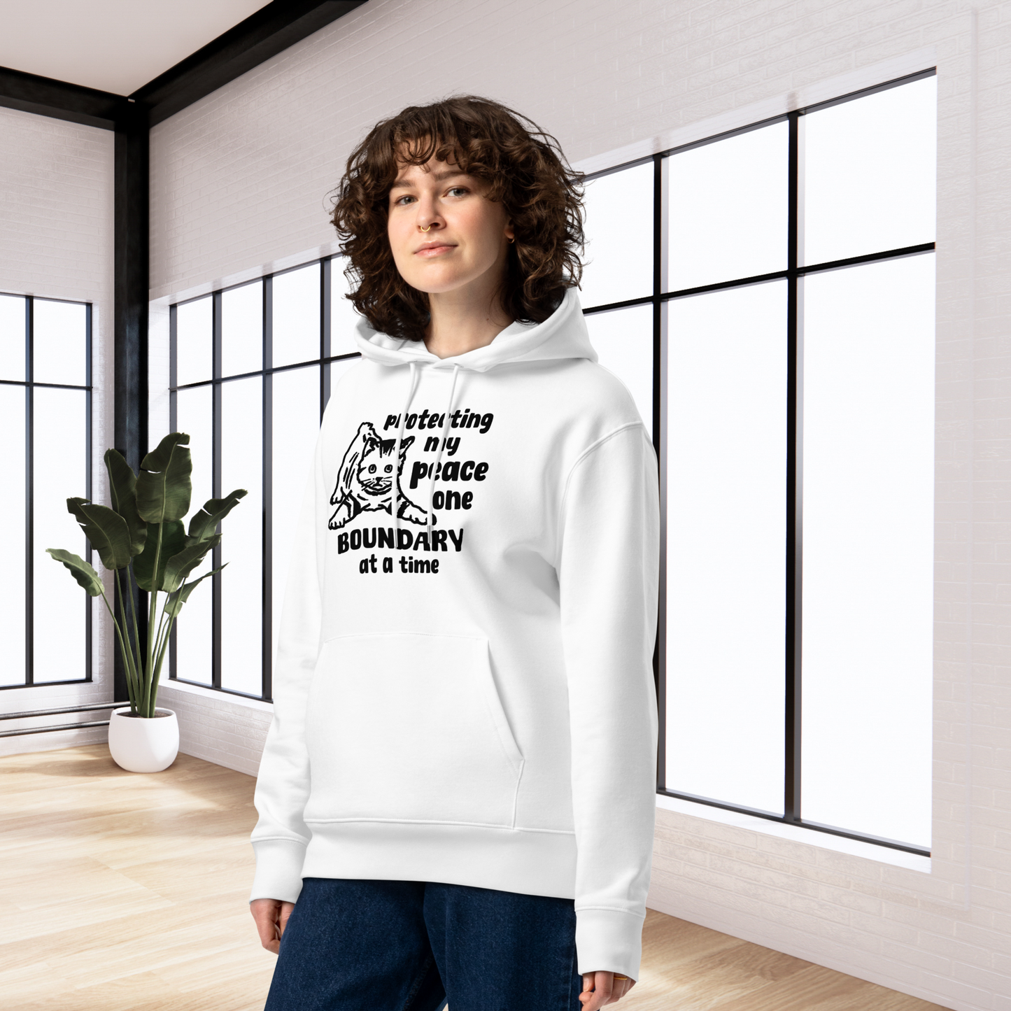 Inner Peace in Style: Mental Hygiene "Boundaries" Hoodie with Cute Kitten Made of Organic Cotton │ Caccao