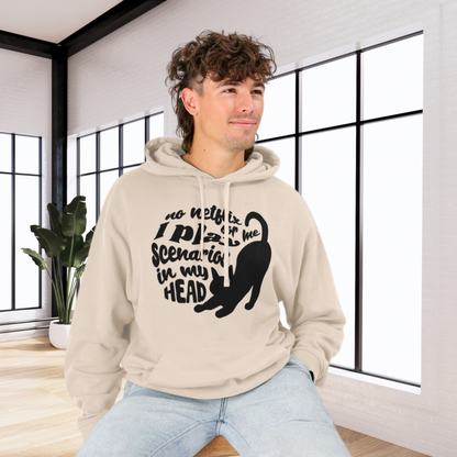 Unisex Sustainable 'Overthinking &amp; Daydreaming' Funny Organic Cotton Cat Hoodie in Certified Renewable Quality⎜Caccao