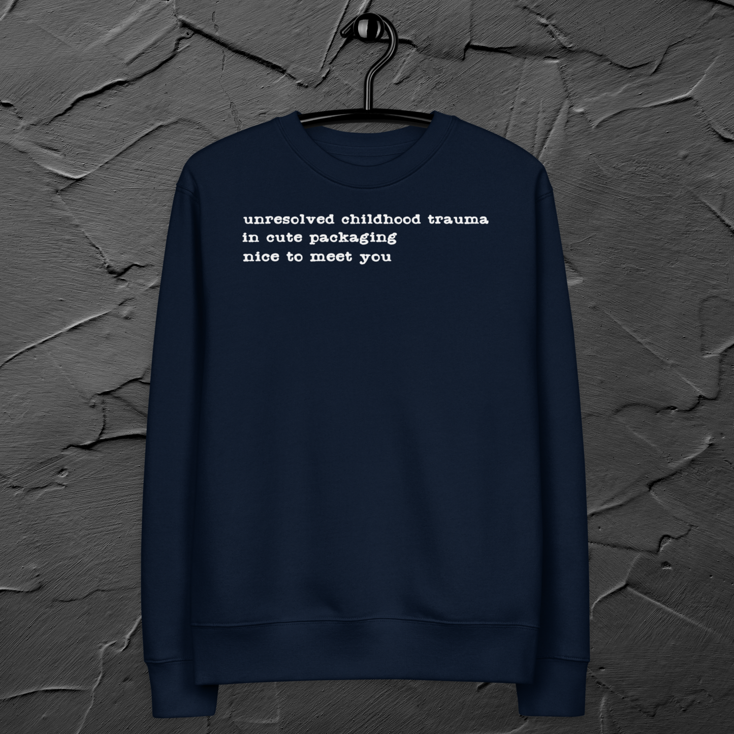 Unisex Vegan Certified Sweatshirt "Dark Humor on Childhood Trauma" from Organic Cotton │ Cacao
