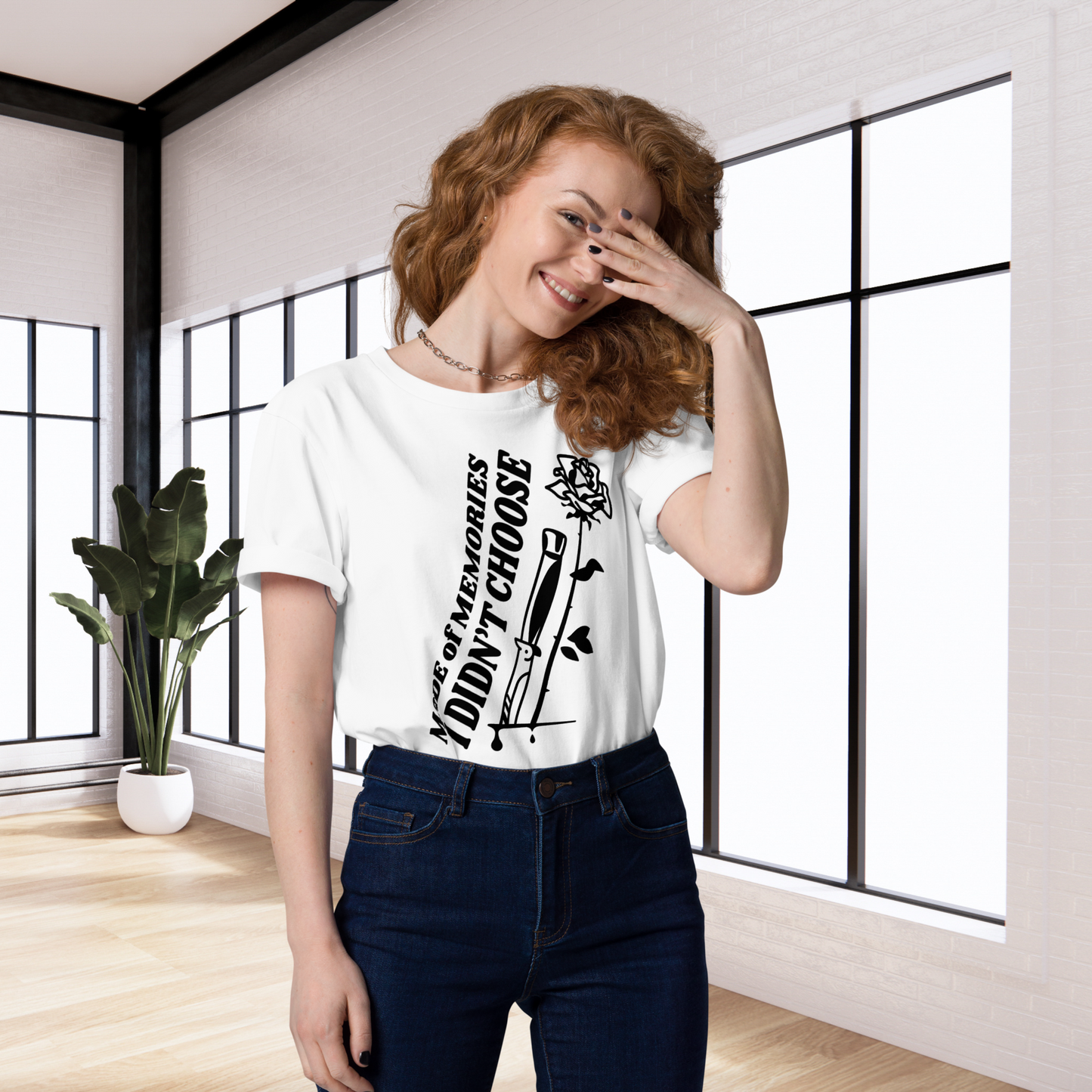 Unisex Organic T-Shirt Made of Organic Cotton with Rose in Dark Poetic Street-Art Style and Premium Fair Trade Quality │ Caccao