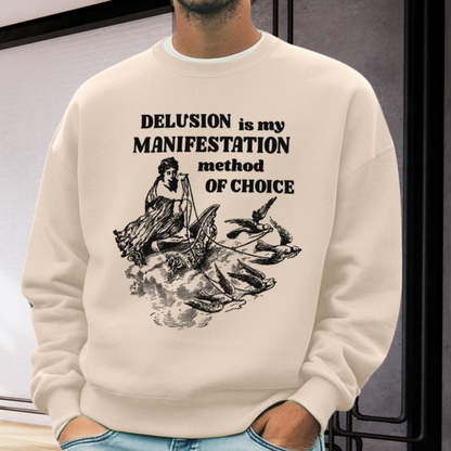 Unisex Funny Vintage "Delusion is my Manifestation Method of Choice" Organic Cotton Hoodie │ Caccao