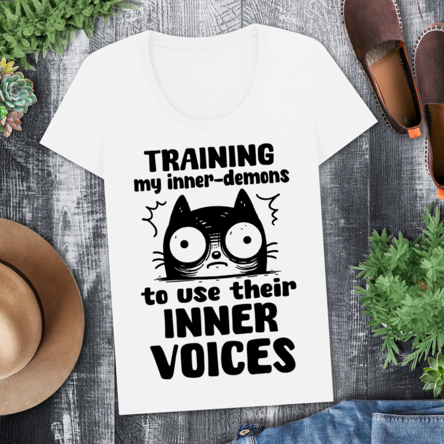 Women's Mental Health Awareness "Training my inner denons..." Elegant 'Bodysuit' T-Shirt in Premium, Certified Quality │ Caccao