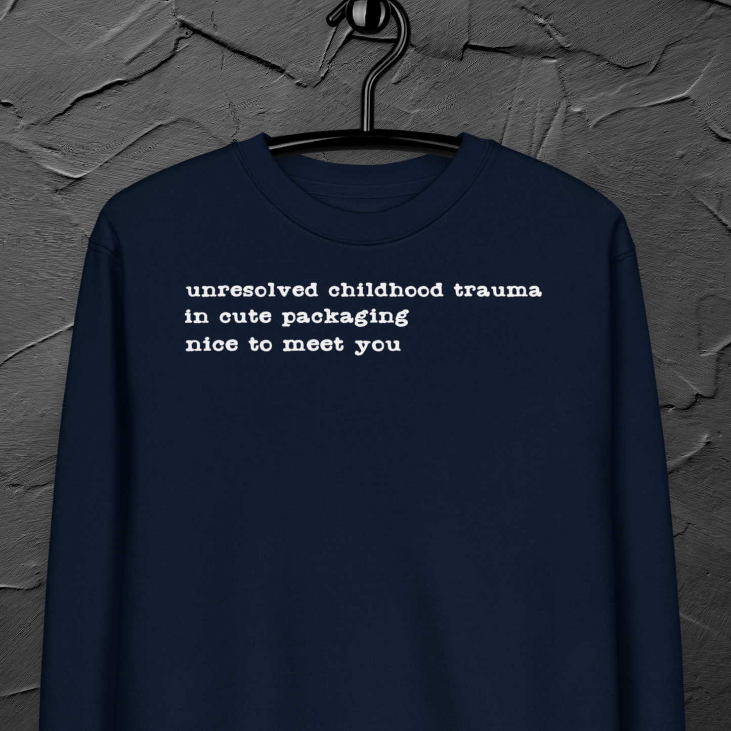 Unisex Vegan Certified Sweatshirt "Dark Humor on Childhood Trauma" from Organic Cotton │ Cacao