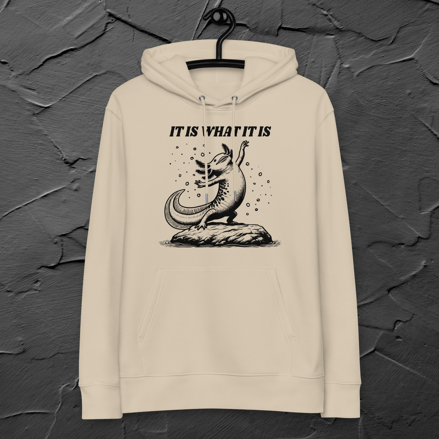 Unisex Funny Cotton Hoodie with Axelotl in Certified Fair Trade &amp; Vegan &amp; Slow Fashion Quality⎜Caccao