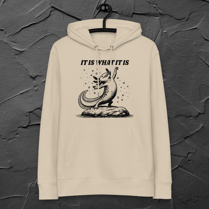 Unisex Funny Cotton Hoodie with Axelotl in Certified Fair Trade &amp; Vegan &amp; Slow Fashion Quality⎜Caccao