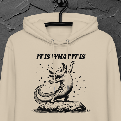 Unisex Funny Cotton Hoodie with Axelotl in Certified Fair Trade &amp; Vegan &amp; Slow Fashion Quality⎜Caccao