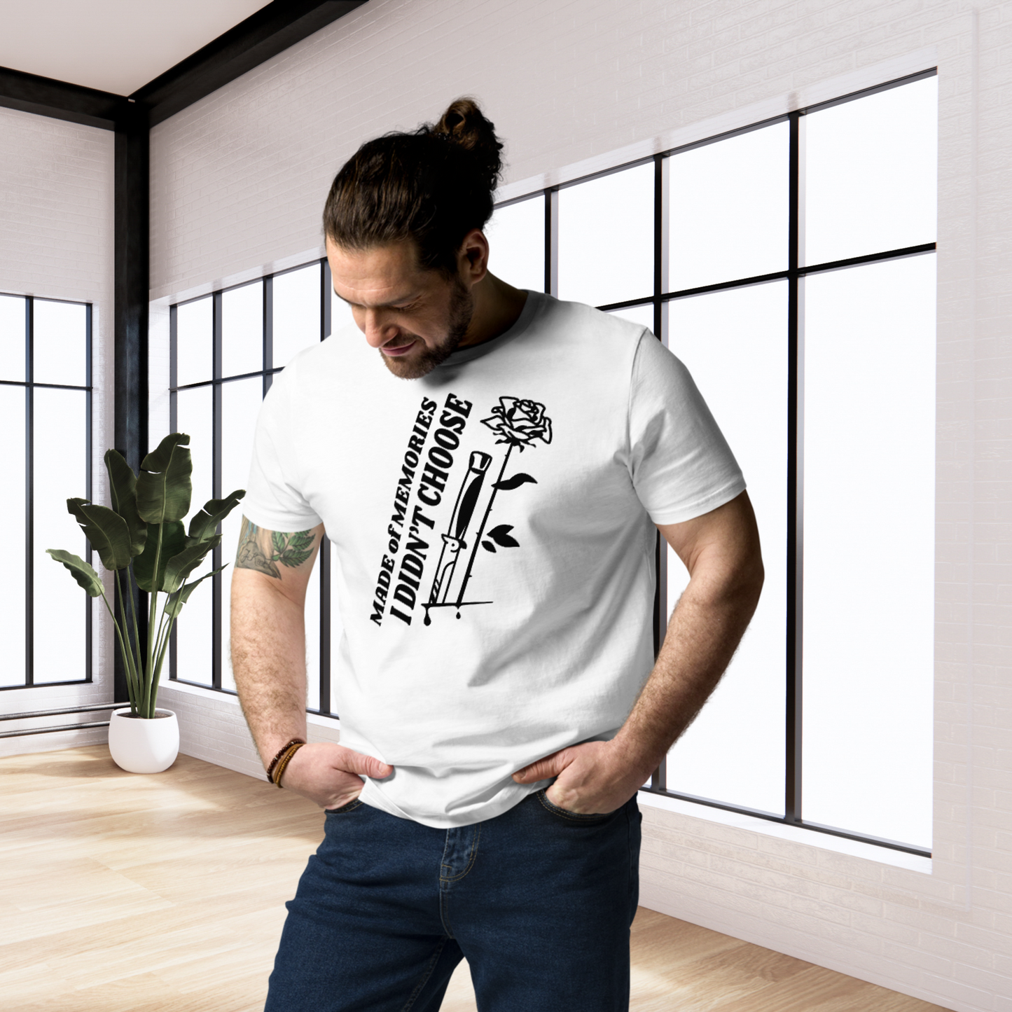 Unisex Organic T-Shirt Made of Organic Cotton with Rose in Dark Poetic Street-Art Style and Premium Fair Trade Quality │ Caccao