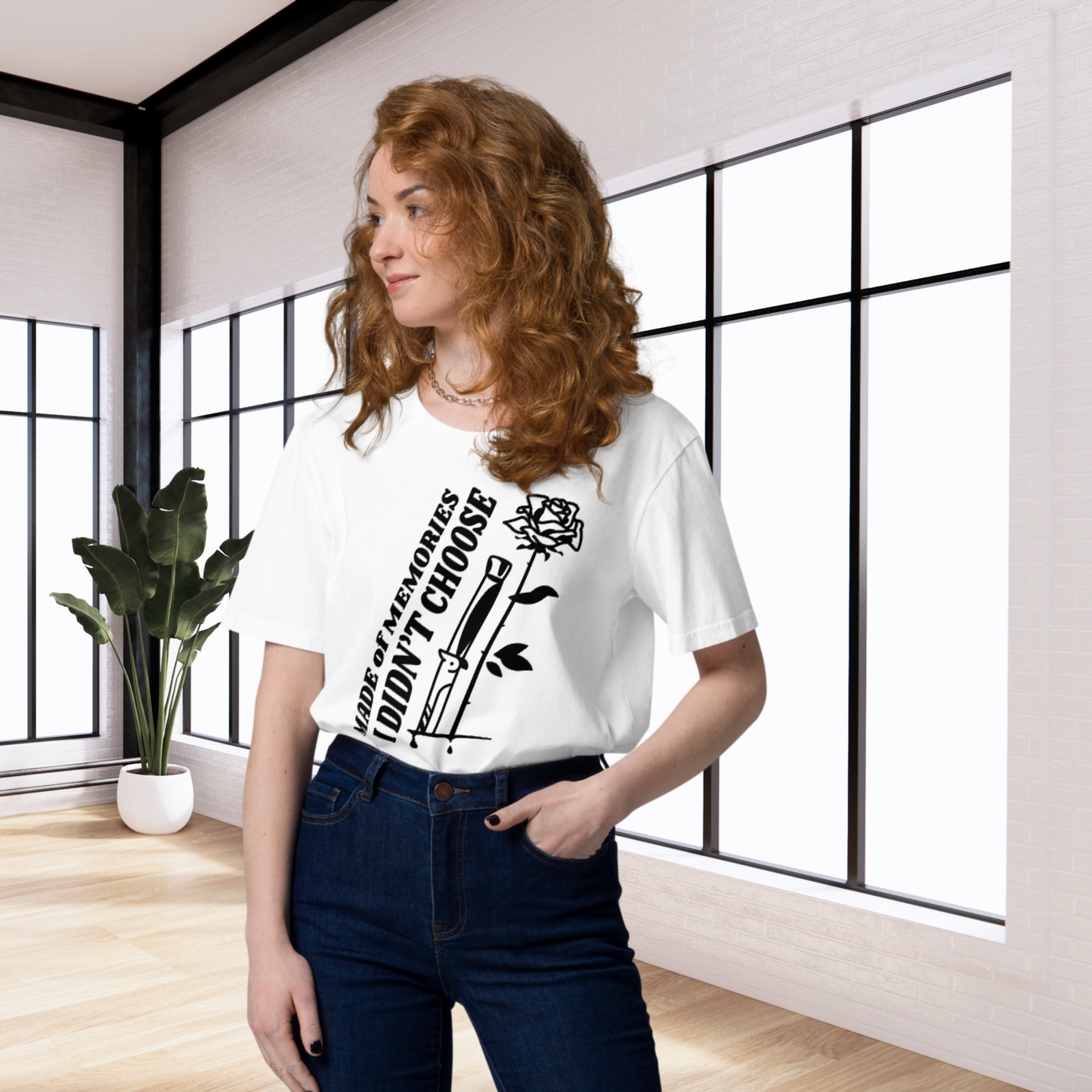 Unisex Organic T-Shirt Made of Organic Cotton with Rose in Dark Poetic Street-Art Style and Premium Fair Trade Quality │ Caccao