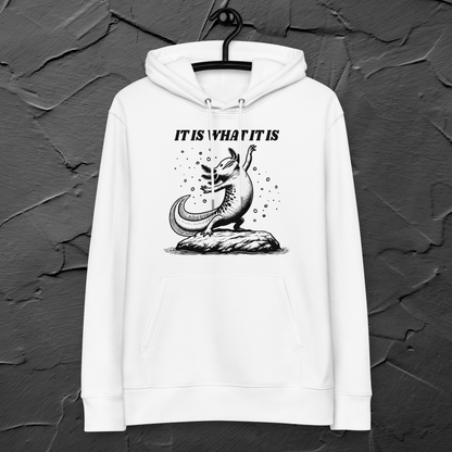 Unisex Funny Cotton Hoodie with Axelotl in Certified Fair Trade &amp; Vegan &amp; Slow Fashion Quality⎜Caccao